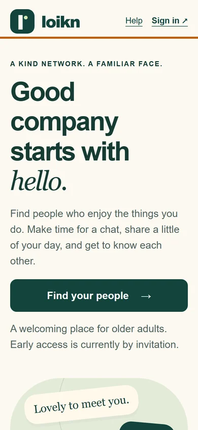 Loikn app front page