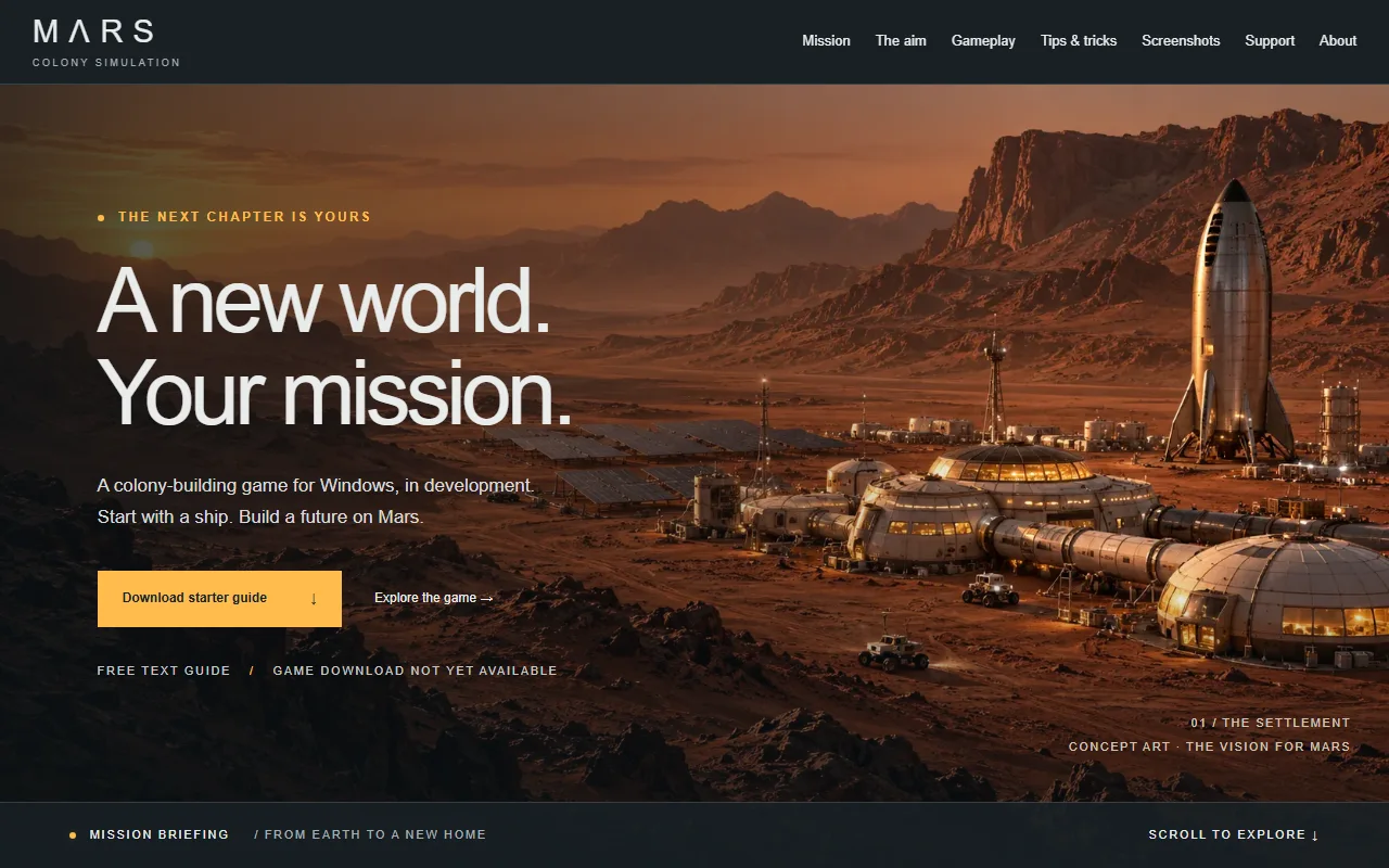 Mars Colony website