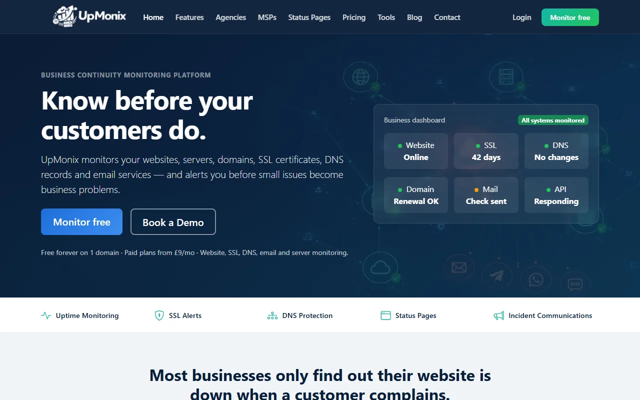 UpMonix website